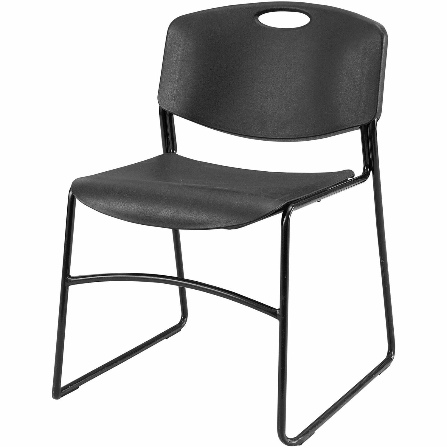Lorell Heavy-duty Bistro Stack Chairs - Black Plastic Seat - Black Plastic Back - Black Steel Frame - 2 / Carton Lorell Heavy-duty Bistro Stack Chairs - Black Plastic Seat - Black Plastic Back - Black Steel Frame - 2 / Carton