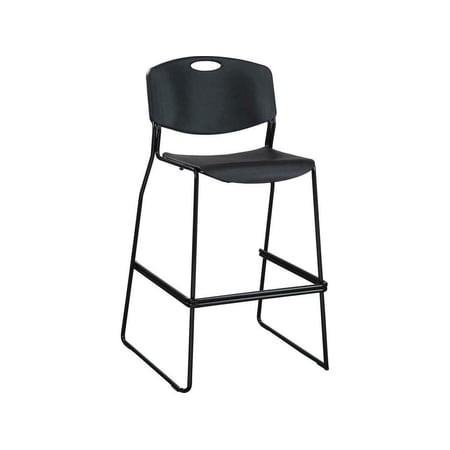 Lorell Heavy-duty Bistro Stack Chairs - Black Plastic Seat - Black Plastic...