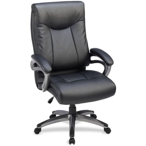 Lorell High-Back Exec Chair Leather 27"x30"x46-1/2" BK 69516 - image 1 of 7