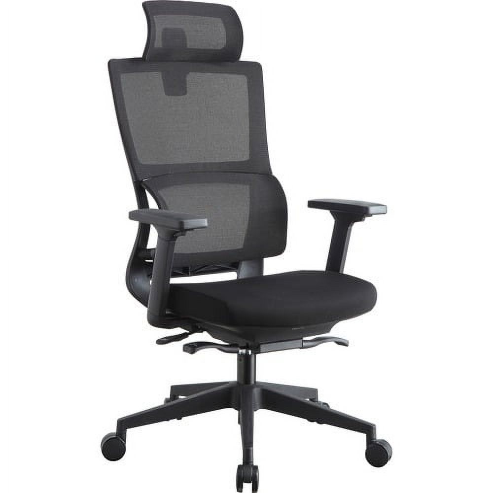 Lorell High Back Mesh Chair w/ Headrest Black Seat - Black Back - 5-star Base - 28.5" Length x 28.5" Width - 51" Height - 1 Each - image 1 of 7
