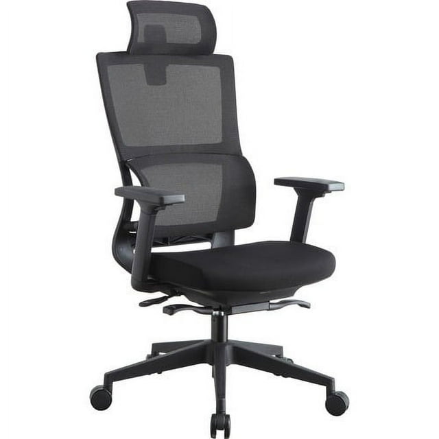 Lorell High Back Mesh Chair w/ Headrest Black Seat - Black Back - 5-star Base - 28.5" Length x 28.5" Width - 51" Height - 1 Each