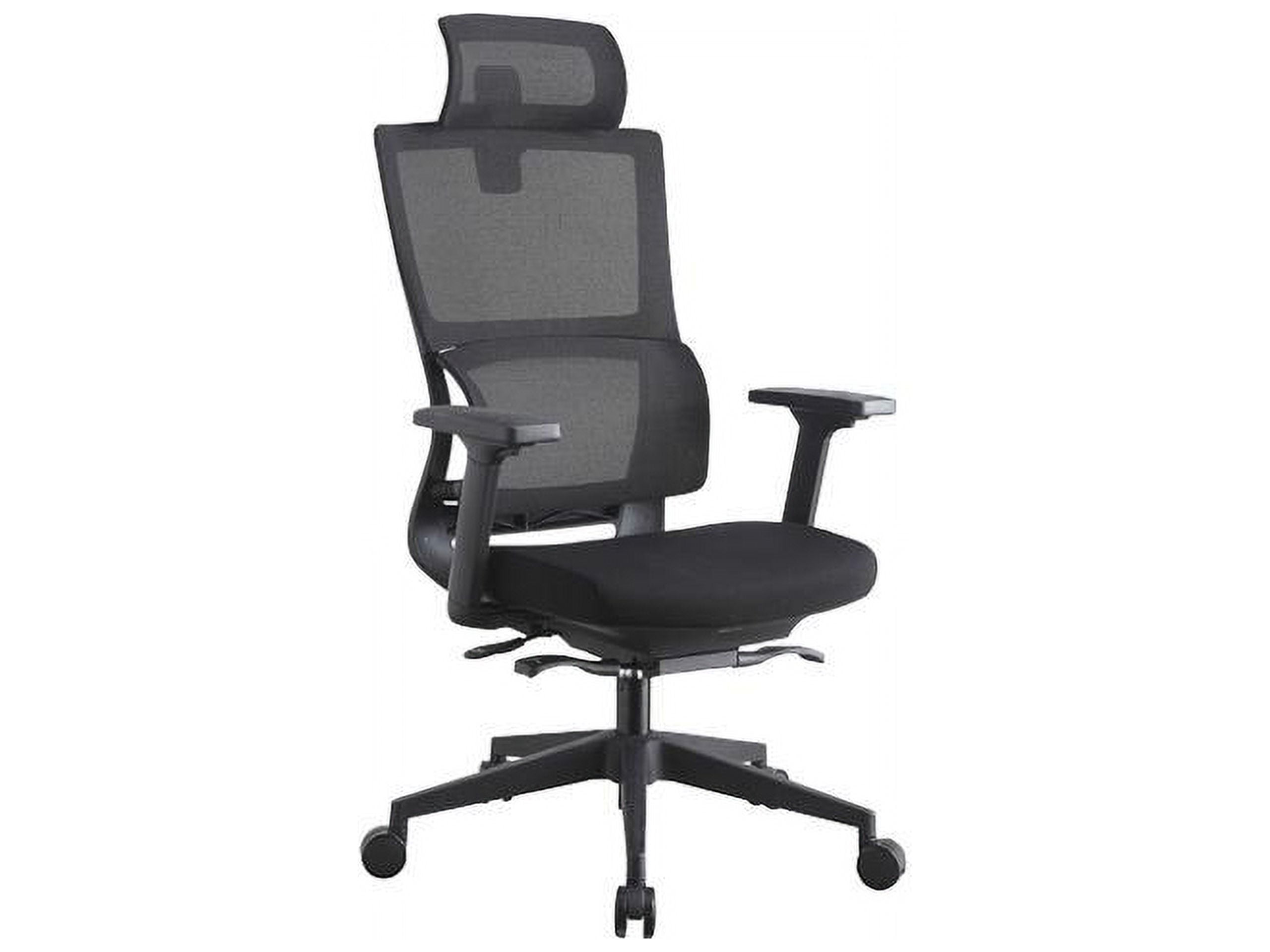 Lorell High Back Mesh Chair w/ Headrest - Black Seat - Black Back - 5-star...