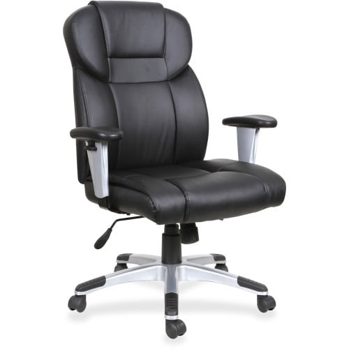 Lorell High-back Leather Executive Chair - Bonded Leather Seat - Bonded Leather Back - Black - 28.9" Width x 28.5" Depth