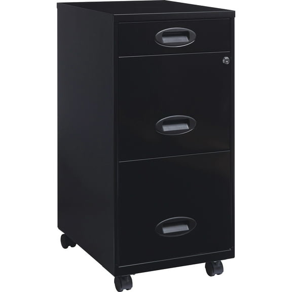 Lorell Hirsh 18"D 3 Drawer Mobile Metal File Cabinet with Pencil Drawer in Black