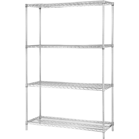 Lorell, Industrial Chrome Wire Shelving Starter Kit, 1 Each, Chrome