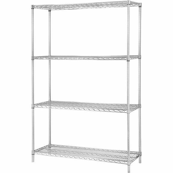 Lorell, Industrial Chrome Wire Shelving Starter Kit, 1 Each, Chrome