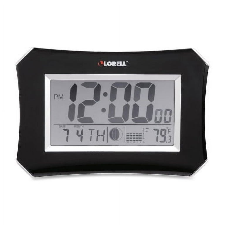 Lorell LCD Wall/Alarm Clock - Digital - Quartz - LCD - Black Main Dial - Silver/Plastic Case Lorell LCD Wall/Alarm Clock - Digital - Quartz - LCD - Black Main Dial - Silver/Plastic Case