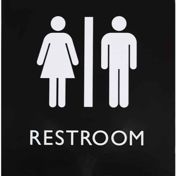 Lorell, LLR02654, Restroom Sign, 1 Each, Black