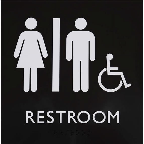 Lorell, LLR02655, Restroom Sign, 1 Each, Black