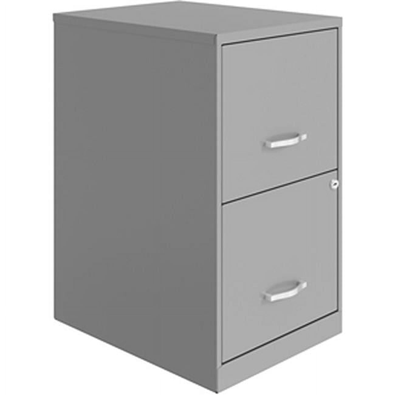 Silver 18" Vertical 2-Drawer Lockable File Cabinet