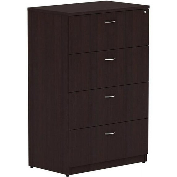 Lorell LLR18274 4 Drawer Locking Lateral File, Espresso