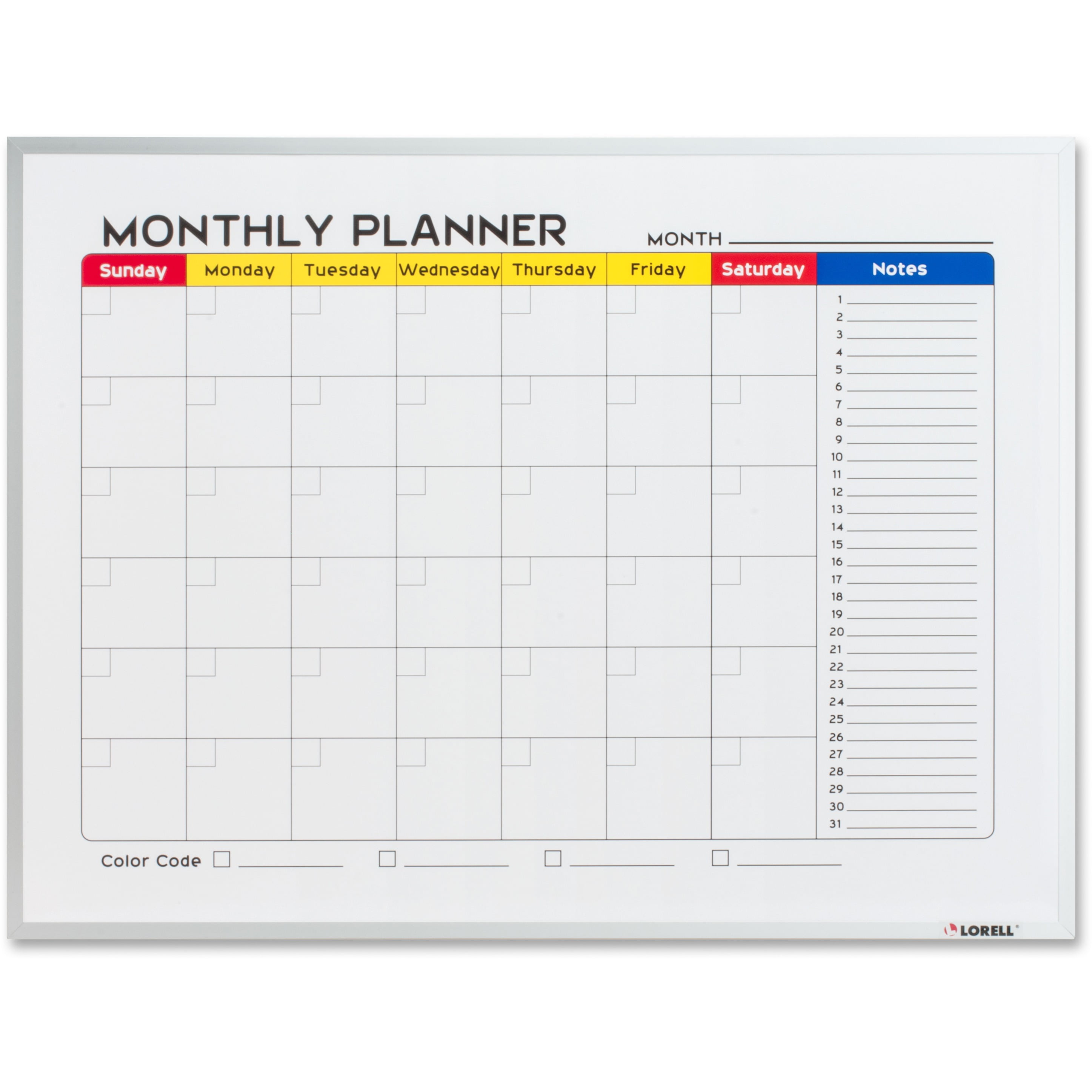 Lorell, LLR19206, DryErase Planner Board, 1 Each