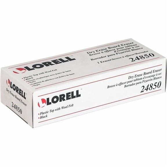 Lorell LLR24850BX Dry-Erase Board Eraser, Black - Pack of 12