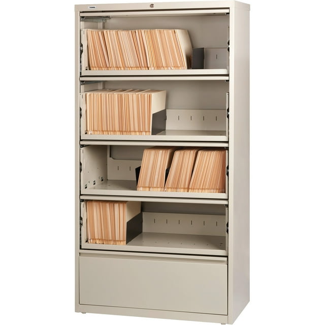 Lorell, LLR43512, Receding Lateral File with Roll Out Shelves, 1 Each, Putty