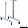 thumbnail image 1 of Lorell LLR60802 T-Leg Training Table Base with Casters, Metallic Silver - Pack of 2, 1 of 6