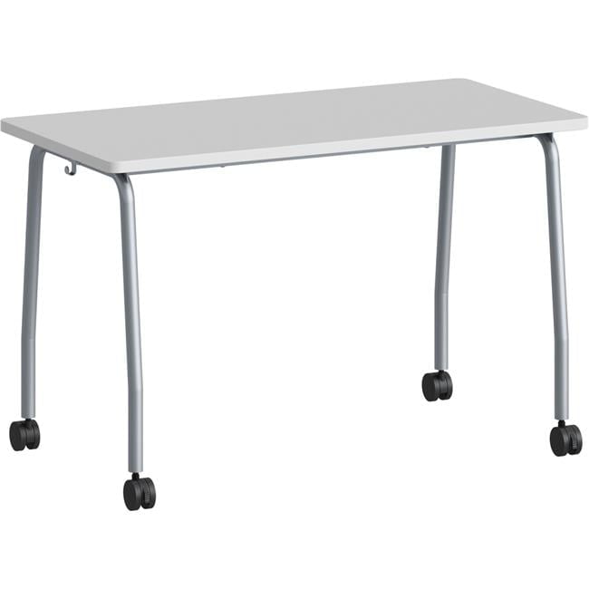 Gray and Silver Rectangular Training Table with Casters