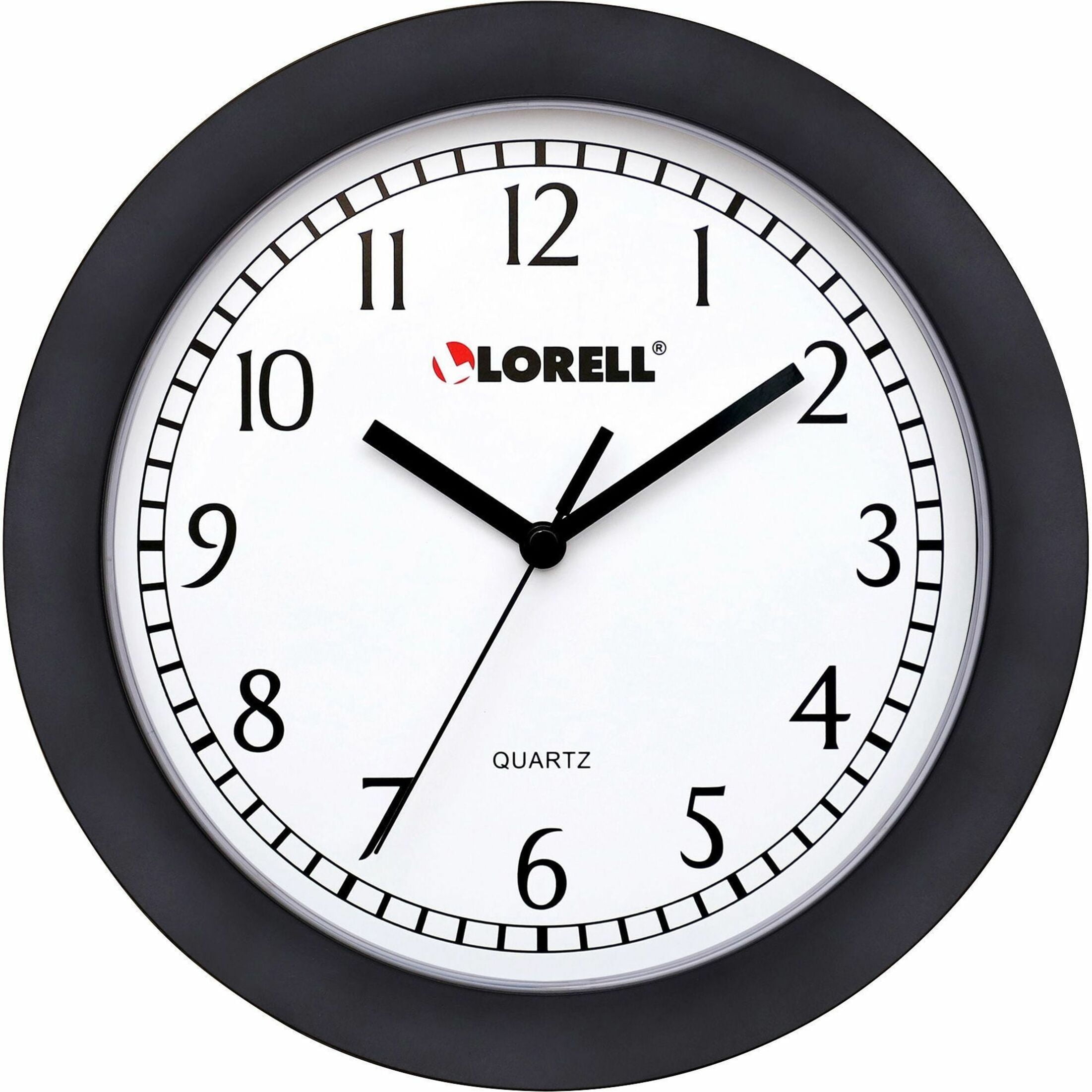 Lorell 9" Black and White Quartz Wall Clock