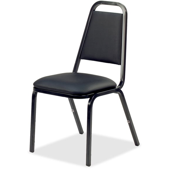 Lorell, LLR62512, Upholstered Stacking Chair, 4 / Carton, Charcoal Black