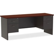 Lorell, LLR79158, Mahogany Laminate Comm. Steel Double-pedestal Credenza, 1 Each