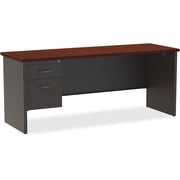 Lorell, LLR79164, Mahogany Laminate Comm. Steel Left-pedestal Credenza, 1 Each