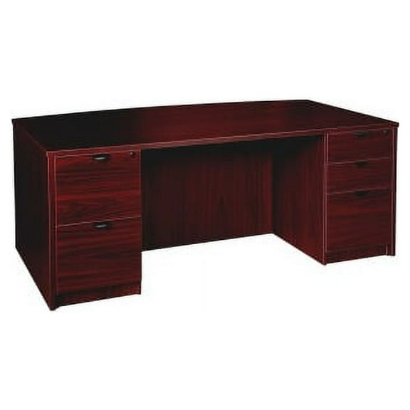 Lorell, LLRPD4272DPMY, Prominence 2.0 Mahogany Laminate Double-Pedestal Desk, 1 Each