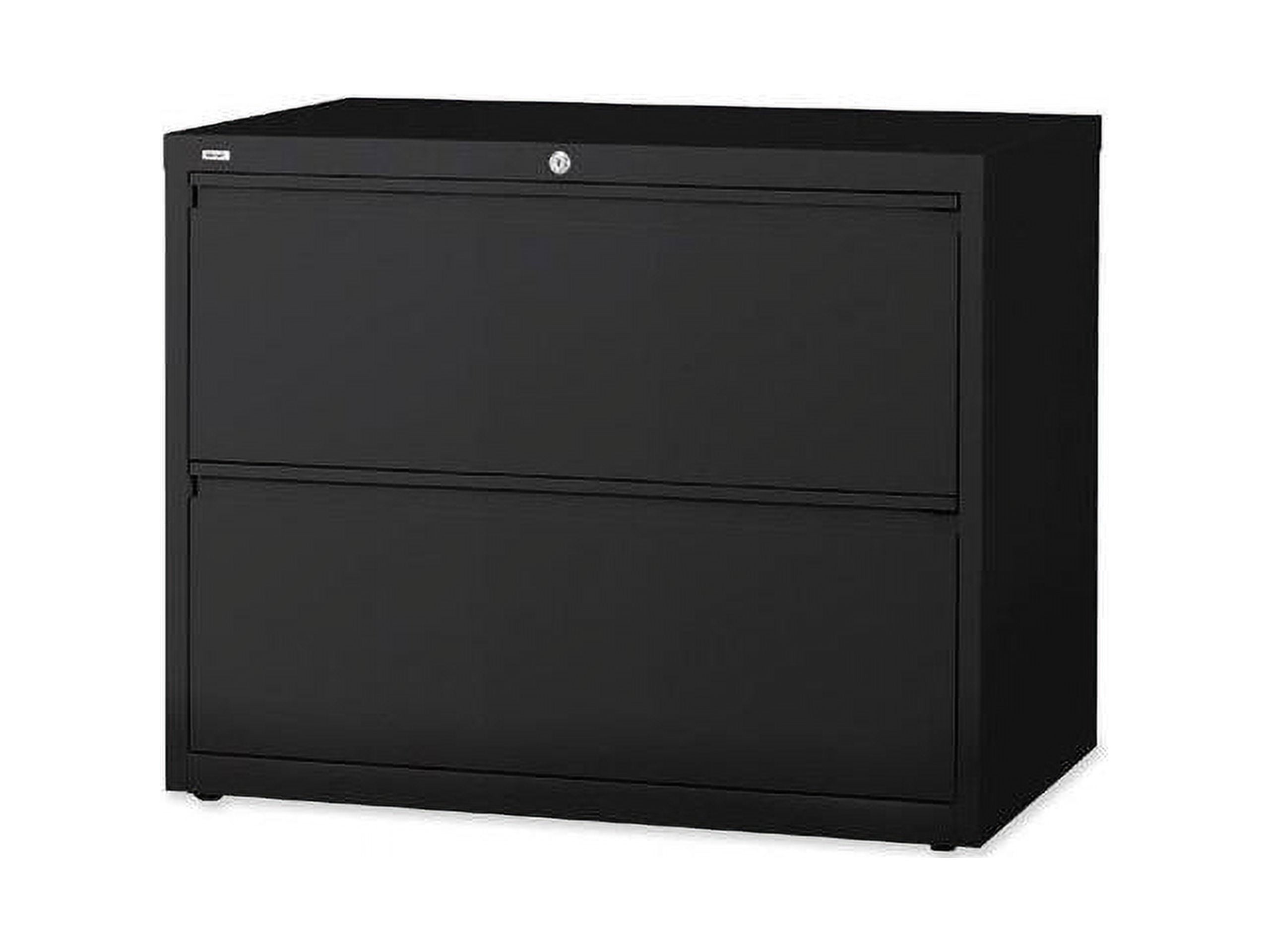 Black Steel 2-Drawer Lockable Lateral File Cabinet