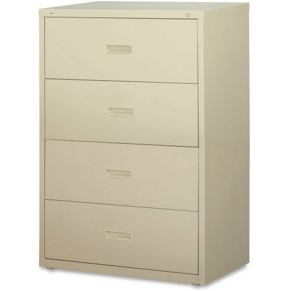 Lorell Lateral File - 4-Drawer 30" x 18.6" x 52.5" - 4 x Drawer(s) for File - A4, Legal, Letter - Interlocking, Adjustable Glide, Ball-bearing Suspension, Label Holder - Putty - Steel - Recycled