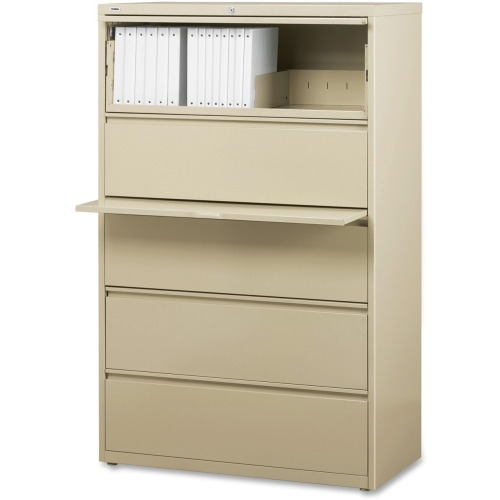 Lorell Lateral File - 5-Drawer 42" x 18.6" x 67.7" - 5 x Drawer S for File - Legal, Letter, A4 - Lateral - Rust Proof, Leveling Glide, Interlocking, Ball-bearing Suspension, Label Holder - Putty - Re - image 1 of 5
