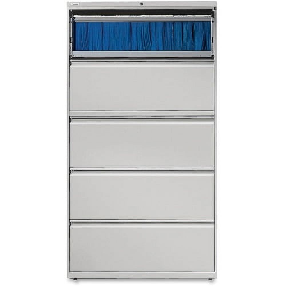 Lorell Lateral File - 5-Drawer 42" x 18.6" x 67.7" - 5 x Drawer(s) for File - Legal, Letter, A4 - Lateral - Rust Proof, Leveling Glide, Interlocking, Ball-bearing Suspension, Label Holder - Light Gray - image 1 of 4