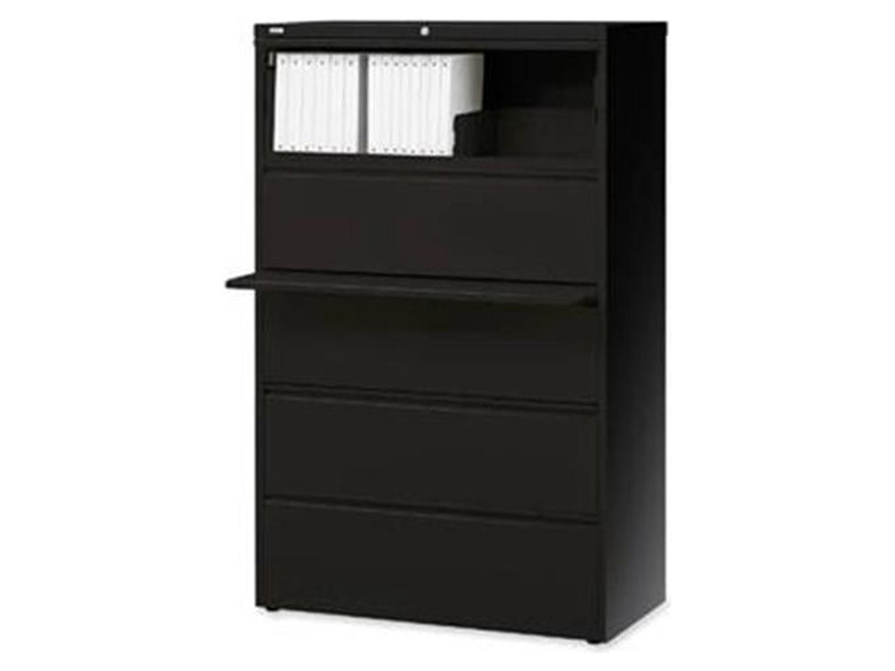 Essential 42'' Black Steel 5-Drawer Legal Size Lateral File Cabinet