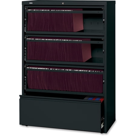 Lorell, LLR43511, Receding Lateral File with Roll Out Shelves, 1 Each, Black