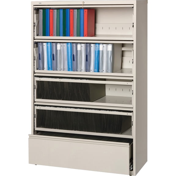 Lorell, LLR43516, Receding Lateral File with Roll Out Shelves, 1 Each, Putty