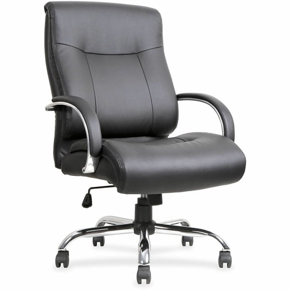 Lorell, Leather Deluxe Big/Tall Chair, 1 Each, Black