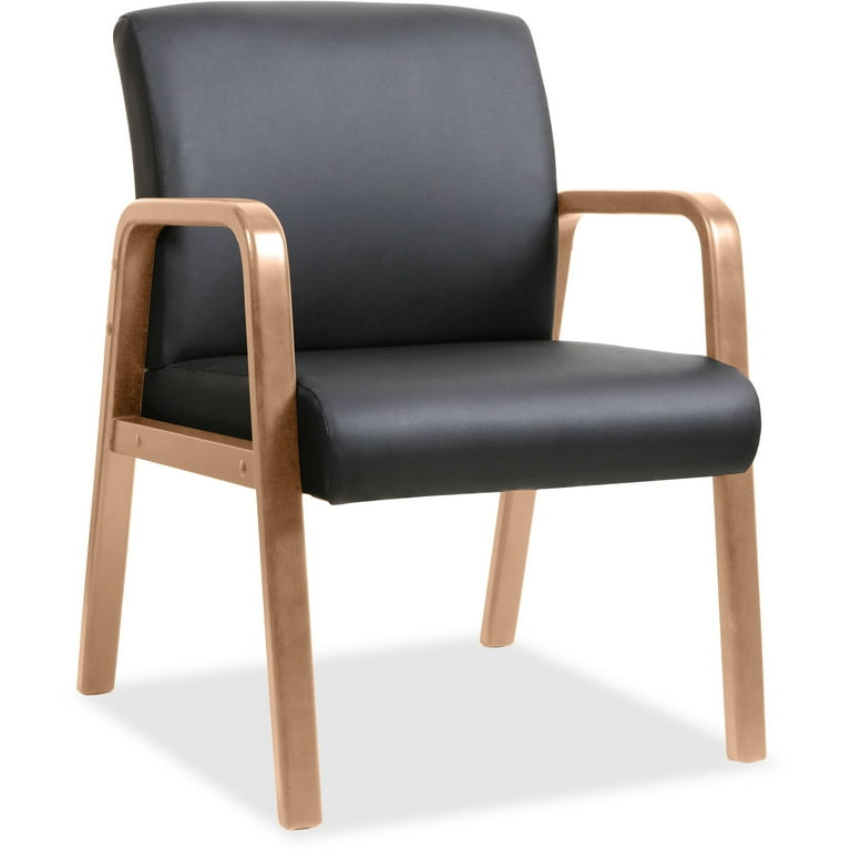 Lorell Upholstered Guest Chair - Black Bonded Leather Seat - Black Bonded Leather Back - Mahogany Solid Wood Frame - Four-legged Base - Armrest - 1 Each Lorell Upholstered Guest Chair - Black Bonded Leather Seat - Black Bonded Leather Back - Mahogany Solid Wood Frame - Four-legged Base - Armrest - 1 Each