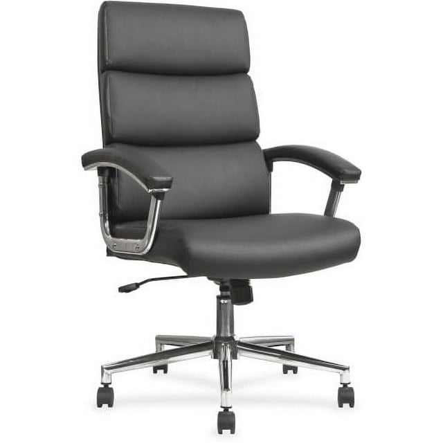 Lorell Leather High-back Chair Black Bonded Leather Seat - Black Back - Leather - 19.13" Seat Width x 18.88" Seat Depth - 1 Each