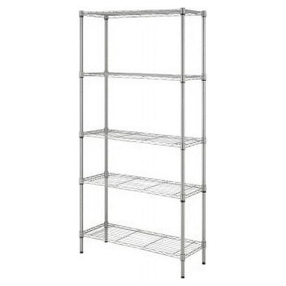 Lorell Light-Duty Wire Shelving 5 Tier(s) - 72" Height x 36" Width x 14" Depth - Floor - Silver - Plastic, Metal, Steel - 1Each