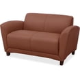 thumbnail image 1 of Lorell, LLR68947, Mahogany Finish Reception Loveseat, 1 Each, Mahogany,Tan, 1 of 3