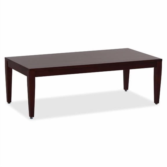 Lorell Mahogany Finish Solid Wood Coffee Table - Rectangle Top - Four Leg Base - 4 Legs - 47.50" Table Top Length X 23.60" Table Top Width X 42.50" Table Top Depth - 15.75" Height (llr-59544)