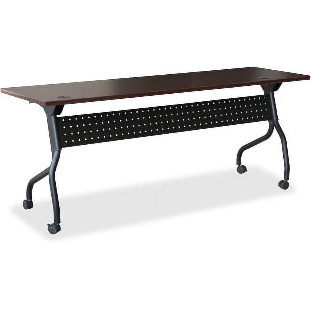 Mahogany Flip Top Training Table with Black Metal Base