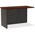 thumbnail image 1 of Lorell Mahogany Laminate/Charcoal Modular Desk Series - 2-Drawer 48" x 24" , 1.1" Top - 2 x Box Drawer(s), File Drawer(s) - Single Pedestal on Left Side - Material: Steel - Finish: Mahogany Laminate,, 1 of 6