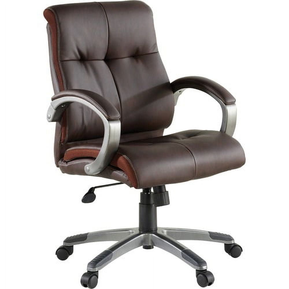 Lorell Low-back Executive Office Chair - Brown Leather Seat - 5-star Base - Brown - 1 Each Lorell Low-back Executive Office Chair - Brown Leather Seat - 5-star Base - Brown - 1 Each