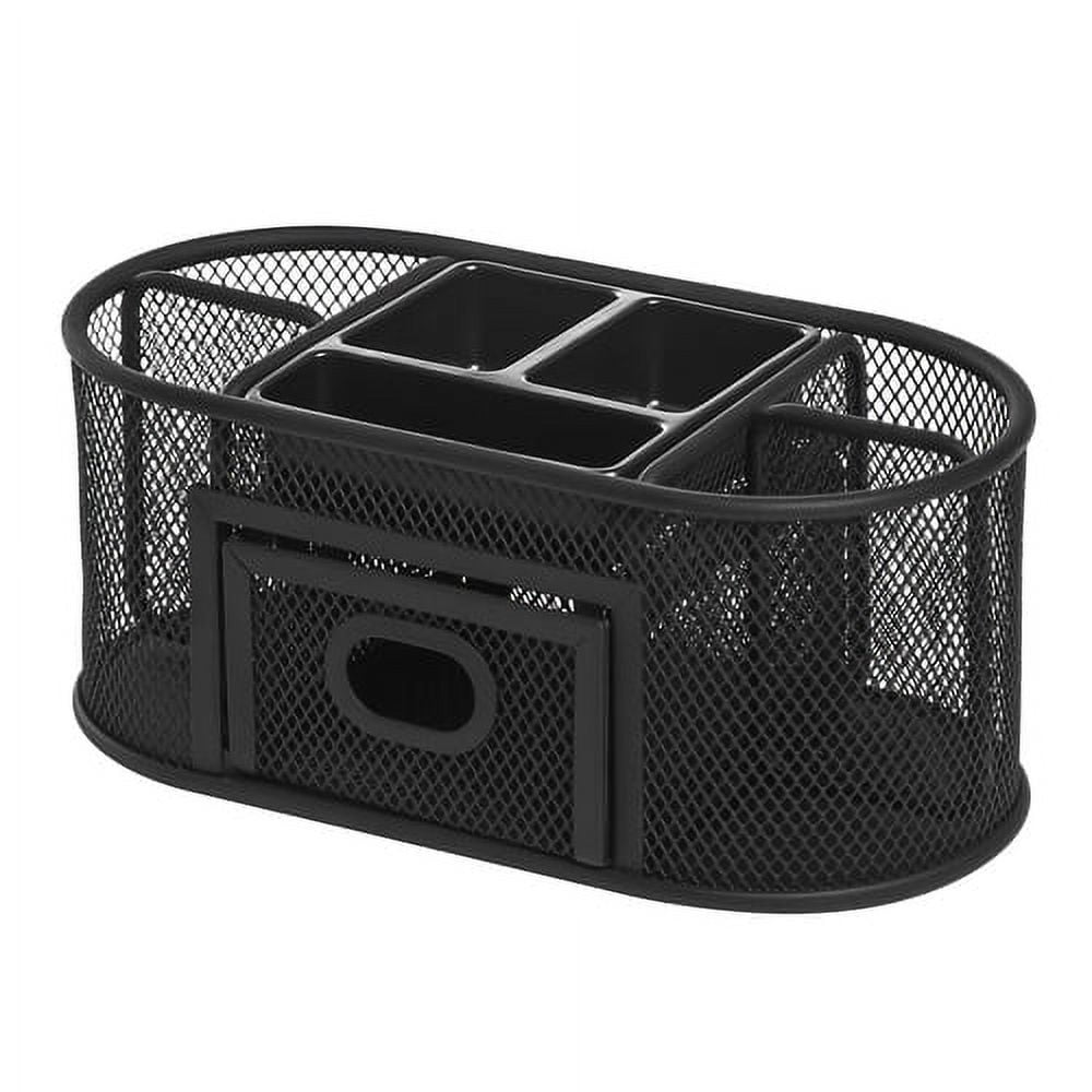 Lorell Mesh Desktop Organizer - Desktop - Compact, Sturdy, Removable Compartment - Black - Steel, Mesh, Plastic - 1 Each Lorell Mesh Desktop Organizer - Desktop - Compact, Sturdy, Removable Compartment - Black - Steel, Mesh, Plastic - 1 Each