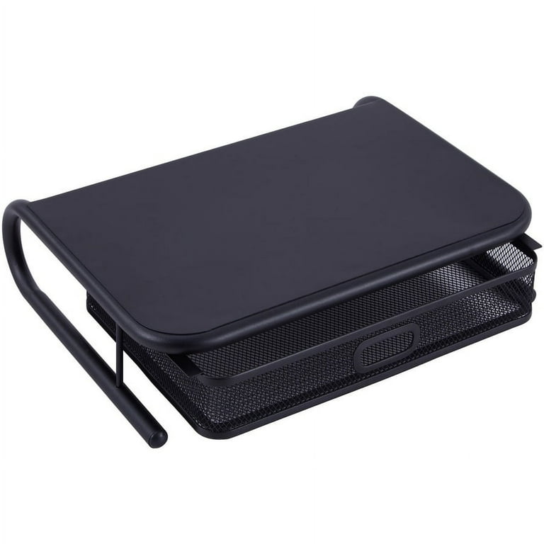 Lorell Mesh Wire Monitor Stand - Desktop - Powder Coated - Steel - Black Lorell Mesh Wire Monitor Stand - Desktop - Powder Coated - Steel - Black