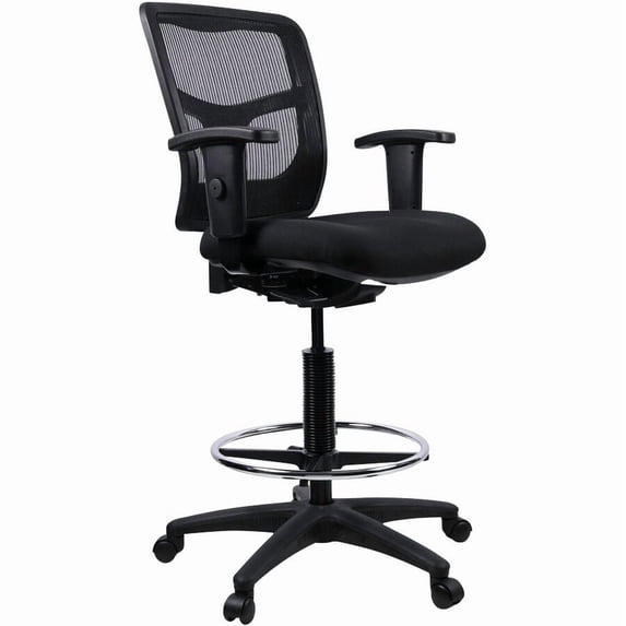 Lorell, Ratchet Back Mesh Mid-Back Stool, 1 Each, Black