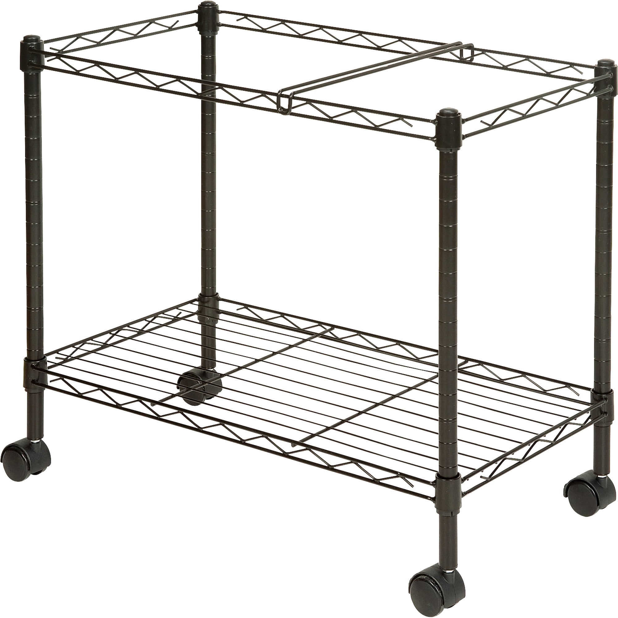 Black Steel Mobile File Cart with Storage Shelf