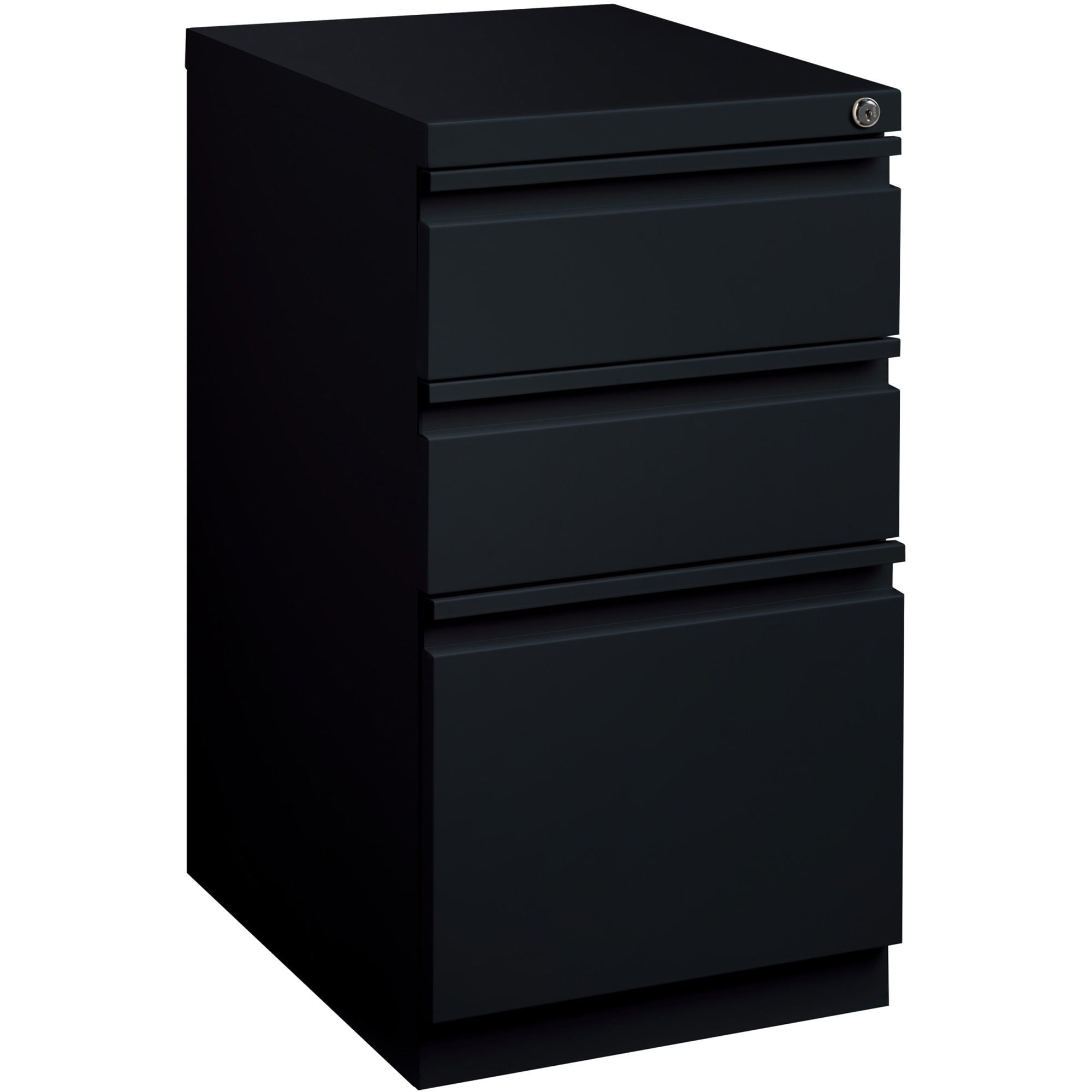 Lorell Mobile File Pedestal - 15" X 20" X 27.8" - Letter - Ball-bearing Suspension, Recessed Handle, Security Lock - Black - Steel - Recycled