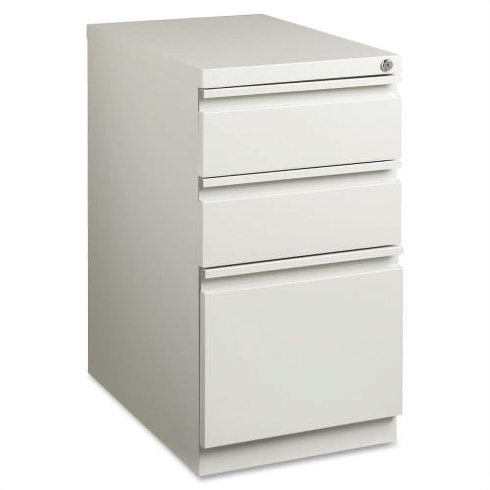 Lorell Mobile File Pedestal - 3-Drawer 15" x 22.9" x 27.8" - 3 x Drawer(s) for Box, File - Letter - Ball-bearing Suspension, Security Lock, Recessed Handle - Light Gray - Steel - Recycled - image 1 of 7