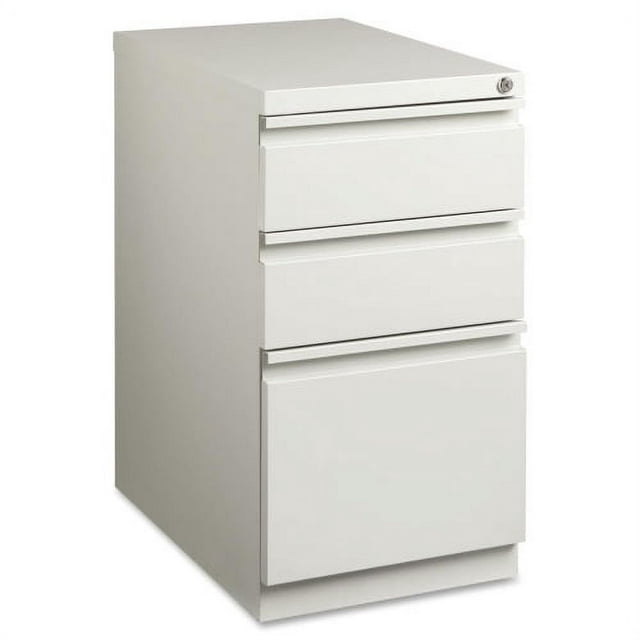Lorell Mobile File Pedestal - 3-Drawer 15" x 22.9" x 27.8" - 3 x Drawer(s) for Box, File - Letter - Ball-bearing Suspension, Security Lock, Recessed Handle - Light Gray - Steel - Recycled