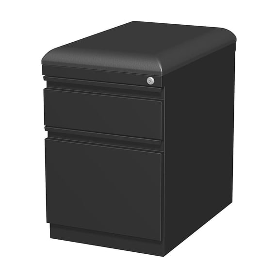 Lorell® 19 7/8"D 2-Drawer Mobile Letter-Size Pedestal File Cabinet With Seat Cushion, Black