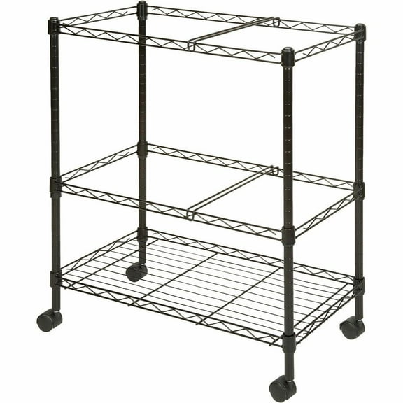 Lorell Mobile Wire File Cart - 4 Casters - Steel - X 26" Width X 12.5" Depth X 30" Height - Black - 1 Each